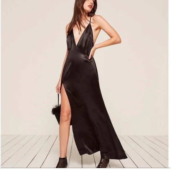 Reformation Amante Dress Black Slip Size Small - Picture 7 of 7